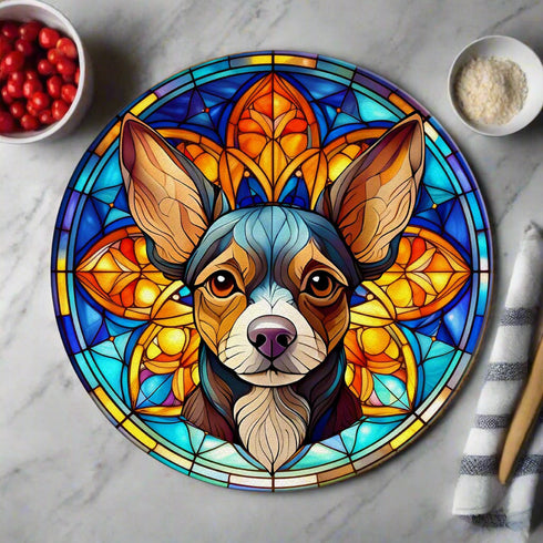 Chihuahua Black Glass Suncatcher Worktop Saver